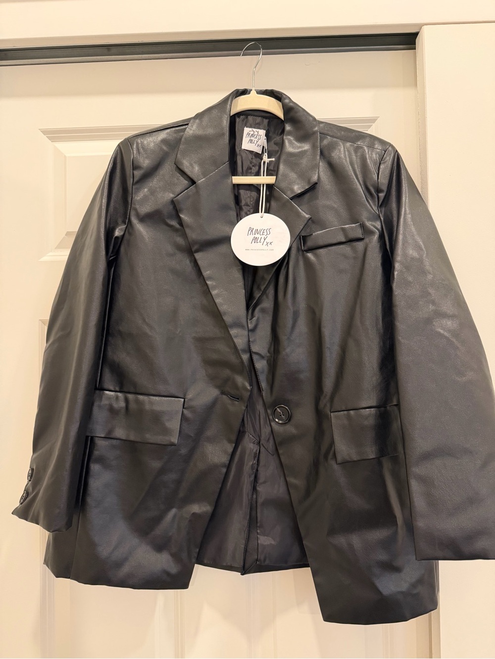Princess Polly Black Faux Leather Blazer